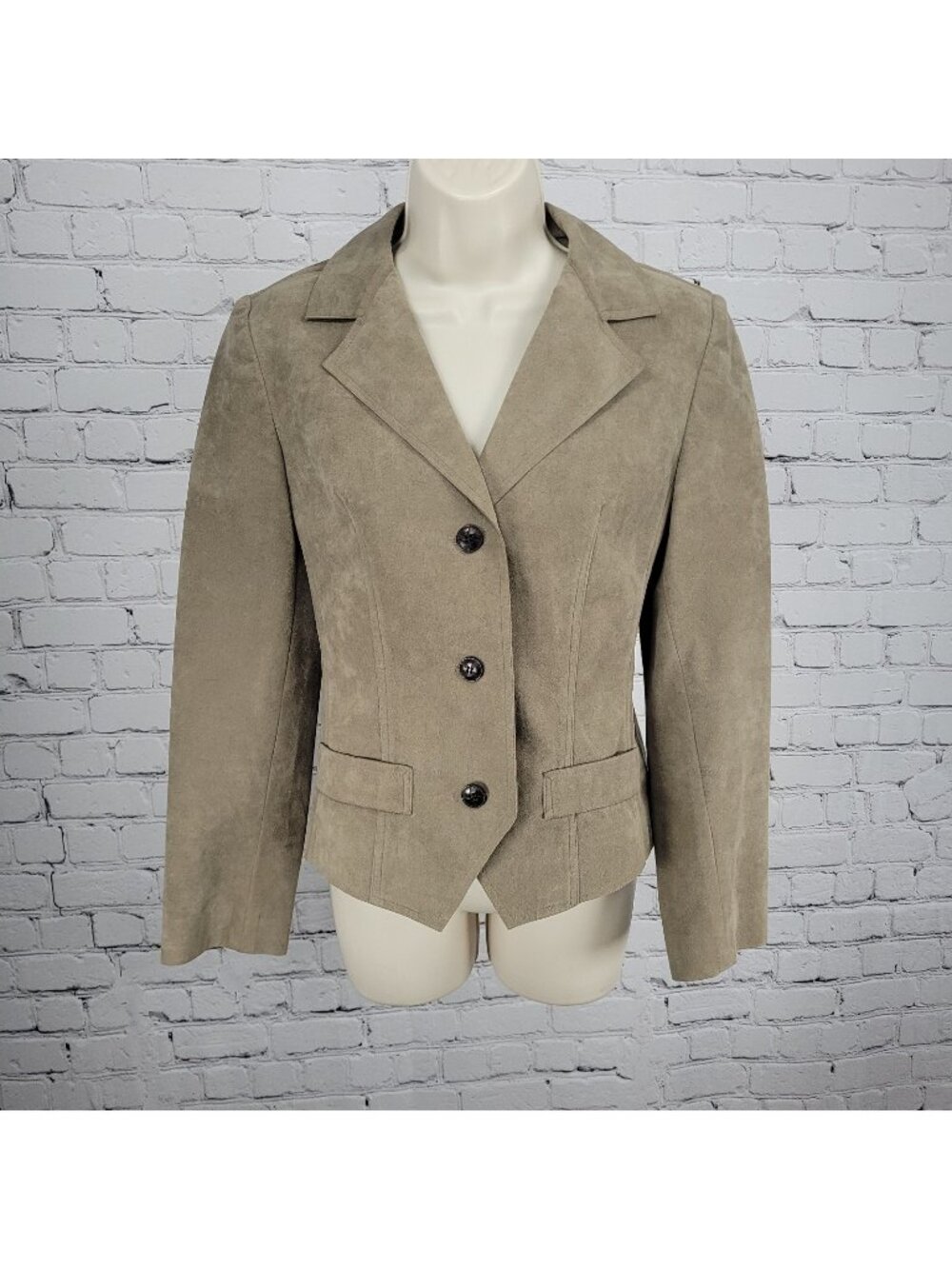 VTG Skinner Brown Ultra Suede Fabric Buttoned Lightweight Notch Jacket USA XS